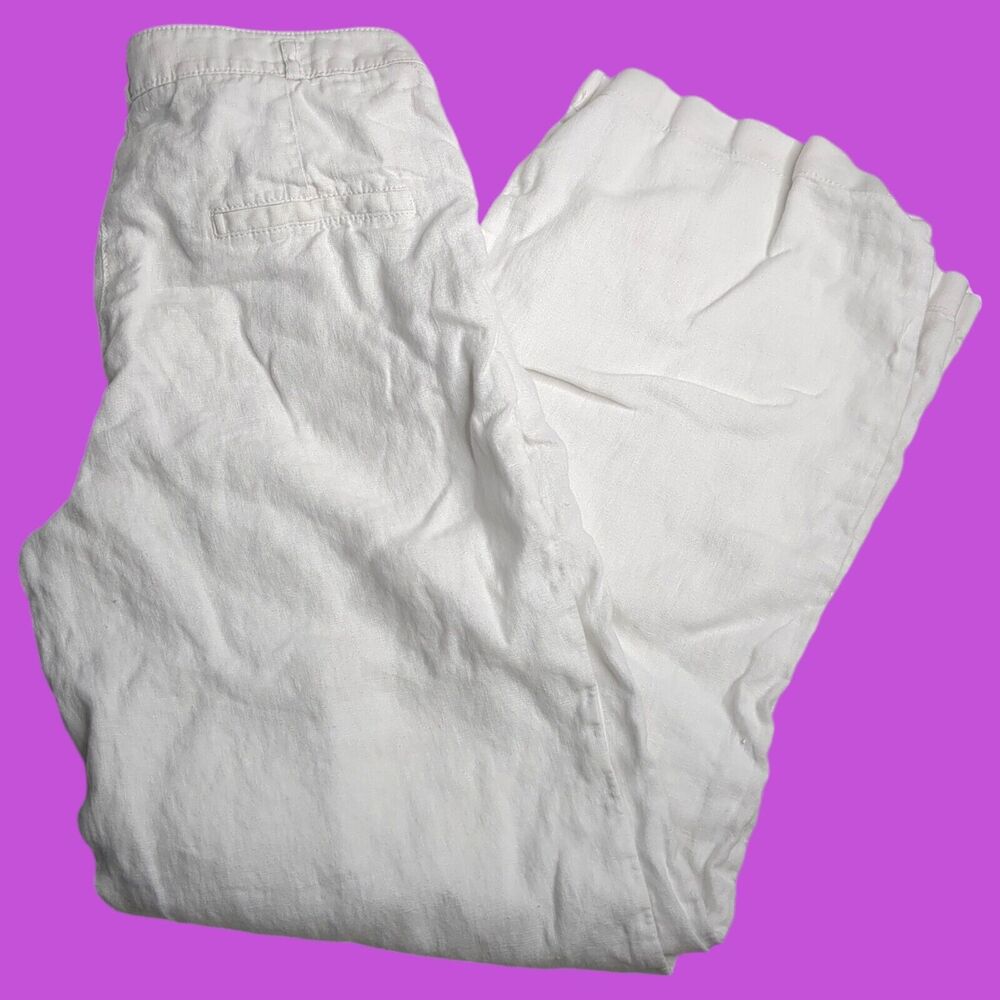 ESPIRIT Linen / Cotton Blend White Trousers Pants Ladies Size 36 / 32